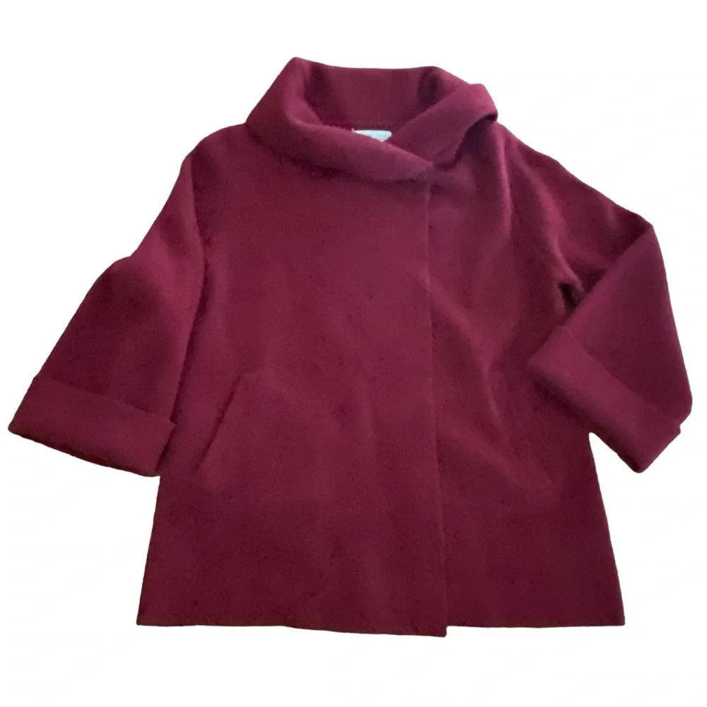 Cashmere Sweater Wrap Adrienne Vittadini Burgundy 2-Ply 100% Cashmere E - Picture 3 of 5